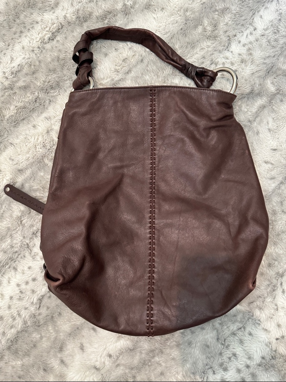 b. makowsky Chocolate Brown Leather Hobo Bag